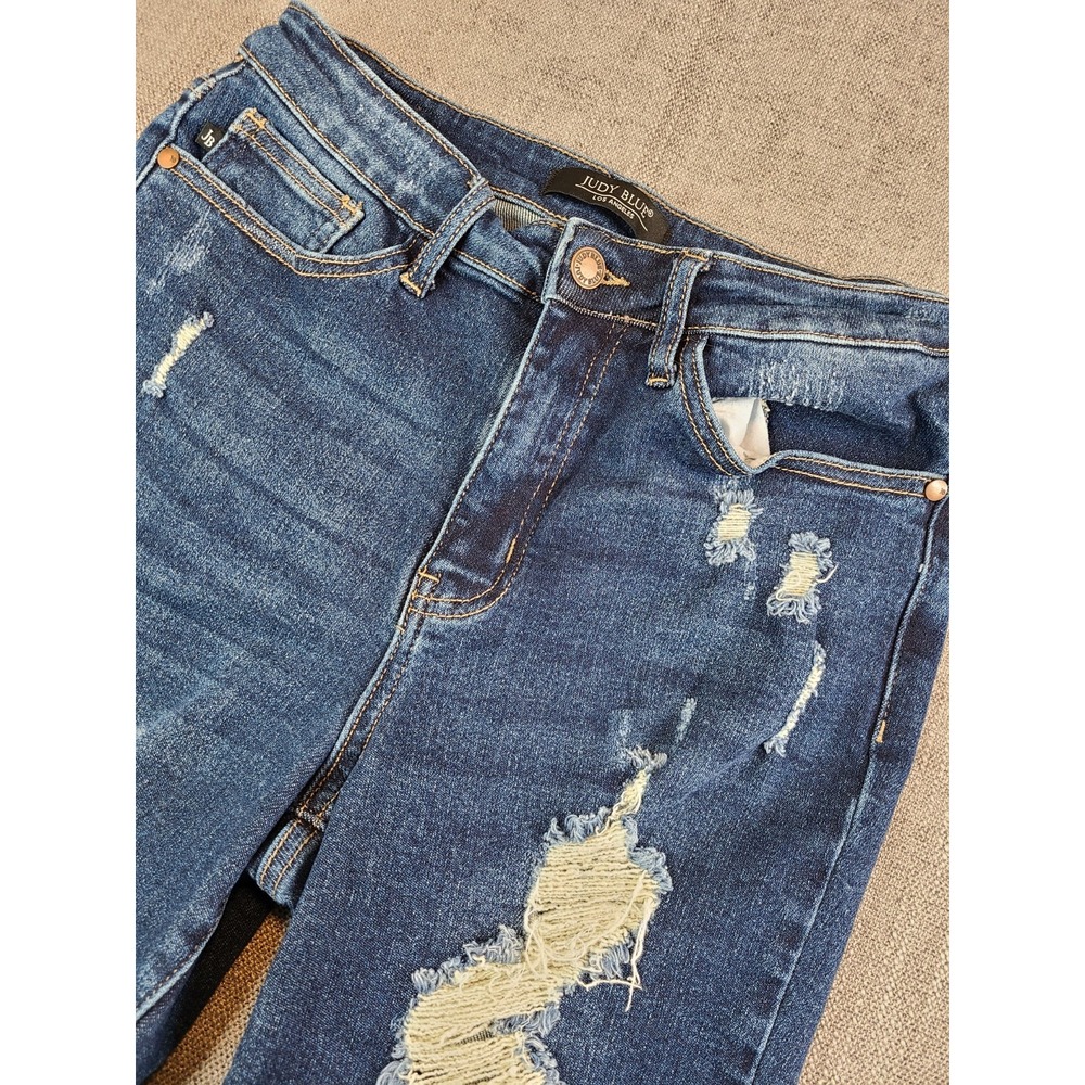 Judy Blue Jeans Women Blue Redlands High Rise Boyfriend Fit Denim Stretch - 7/28